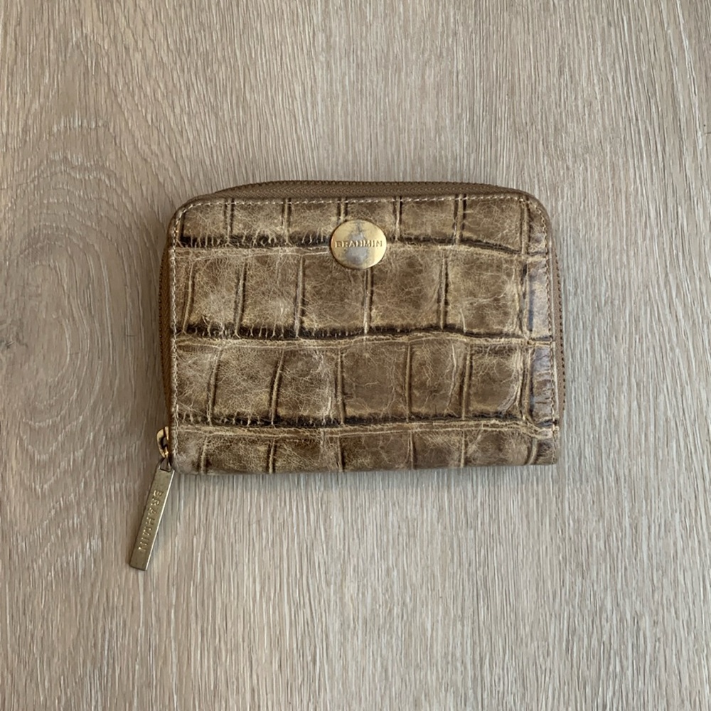 Brahmin Vintage Anita Glossy Tan Leather Wallet in Hazelnut